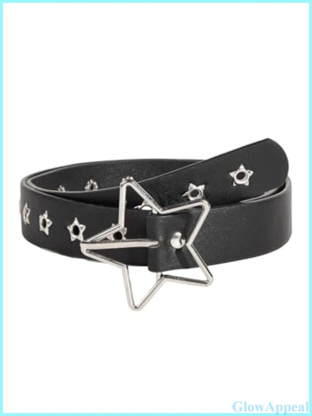 Faux Leather Studded Star Grommet Punk Belt